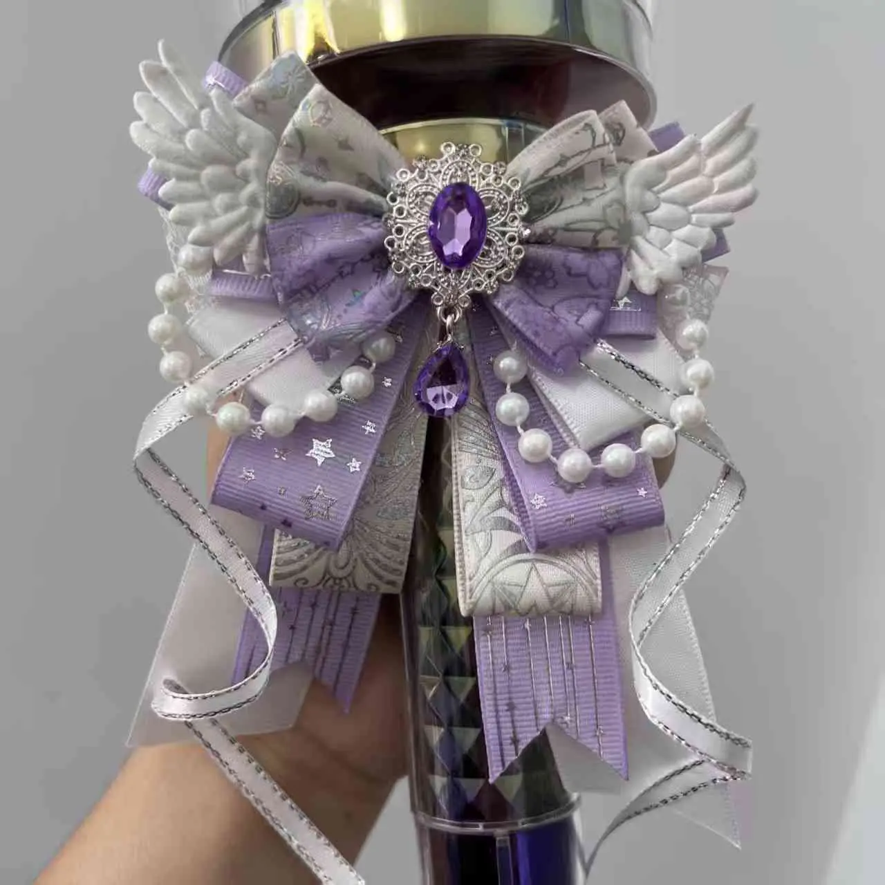 Original Handmade DIY Concert Light Stick Accessories - Female Lolita Flower Motif Bows, Angel Wings, Necktie Clips, Collar Flowers for Bags & Clothing