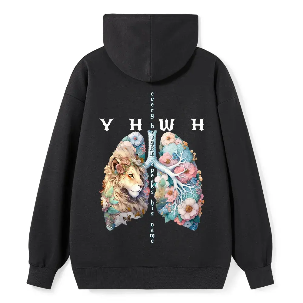 YHWH Lion Christian Hoodie, Faith Inspired Graphic Pullover, Lion Of Judah Religious Sweatshirt, Bible Verse Streetwear Hoodie, Spiritual Christian Apparel For Men Women