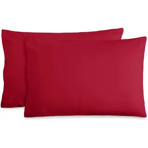 Flannel Standard Pillowcases Set of 2-  - Velvety Soft & Cozy - Double Brushed Heavyweight Flannel Pillowcases (Standard Pillowcase Set of 2, Red)