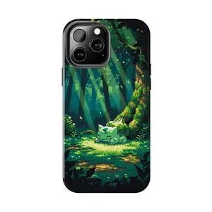 Bulbasaur Pokemon Pixel Art Forest Case for iPhone 17-7 Pro Max Plus & Samsung Galaxy S25-S21 Ultra Plus - Aesthetic Retro Video Game Nature Phone Cover unisex