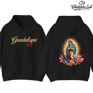 Guadalupe Hoodie/Sweatshirt/T-Shirt – Our Lady of Guadalupe with American Flag Graphic, Mexican-American Faith Pullover, Catholic Religious Hoodie/Sweatshirt/T-Shirt, Christian Gift for Men & Women