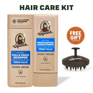 Dr. Squatch Hair Care Kit + Free Scalp Scrubber | Full & Thick Shampoo | Moisturizing Conditioner | Natural Products for Men
