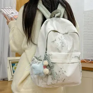 Zipper Nylon Sewing Thread Sweet Backpacks Bamboo Leaf Printing Casual School Bags 2026 Hot Sale High Capacity Commute Backpacks