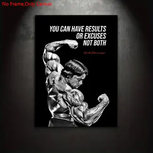 1 Piece/Set Frameless Canvas Painting Print Poster, Minimalist Style Art, Modern Minimalist Design, Arnold Schwarzenegger Quote, A perfect gift for those pursuing success and motivation, ideal for bedroom, living room, kitchen, mural, wall decor