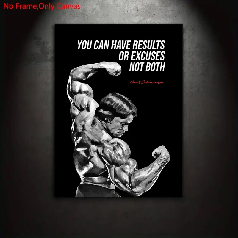 1 Piece/Set Frameless Canvas Painting Print Poster, Minimalist Style Art, Modern Design, Arnold Schwarzenegger Quote, Perfect gift for success and motivation, ideal for bedroom, living room, mural, wall decor, Wall Art Decoration, Artwork