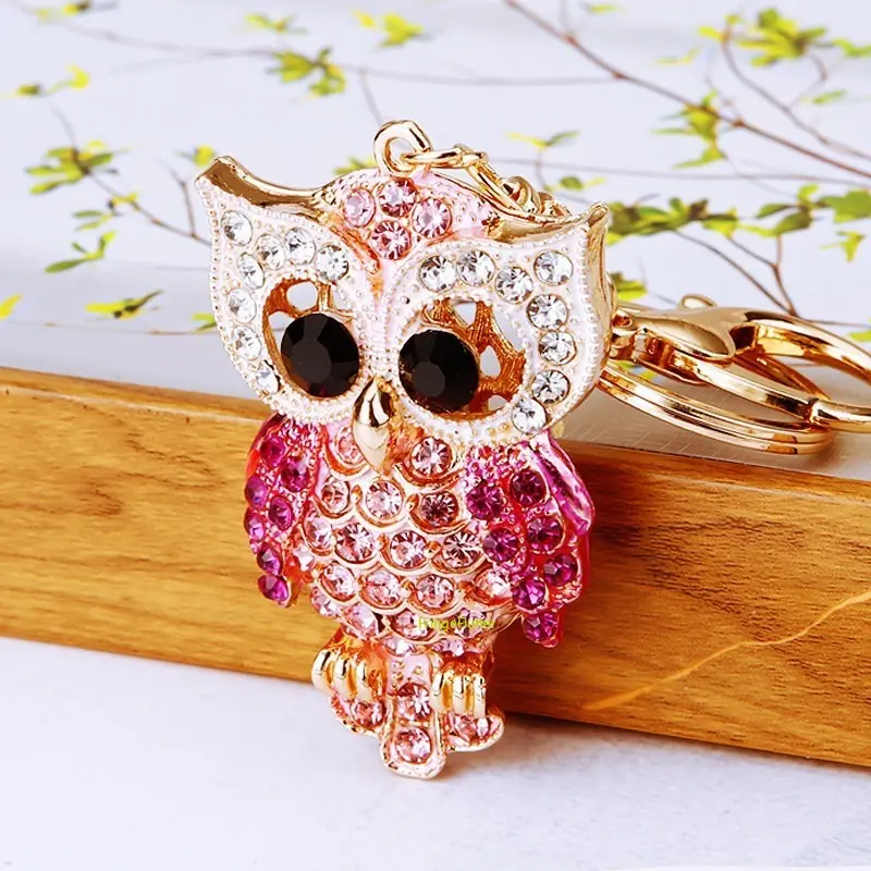 Women's Rhinestone Owl Keychain - Sparkling Metal Key Ring, Cute Kawaii Casual Animal Bag Charm Pendant, Fashion Creative Accessory, Keychains for Women, Kawaii Accessories, Summer Gift