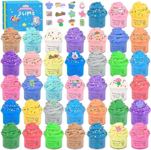 Easter Gift 38 Pack Christmas Butter Slime Kit, Kids Sensory Tactile Fidget Toy, Educational Slime Games, Soft & Non-Sticky,
