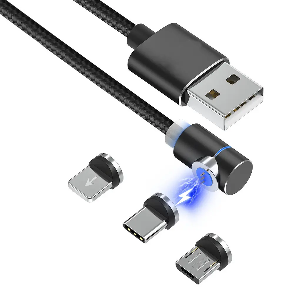 Magnetic LED Charger Cable with USB, USB-C Connectors for Smartphone, Cellphone, Android Devices, Plug-Compatible