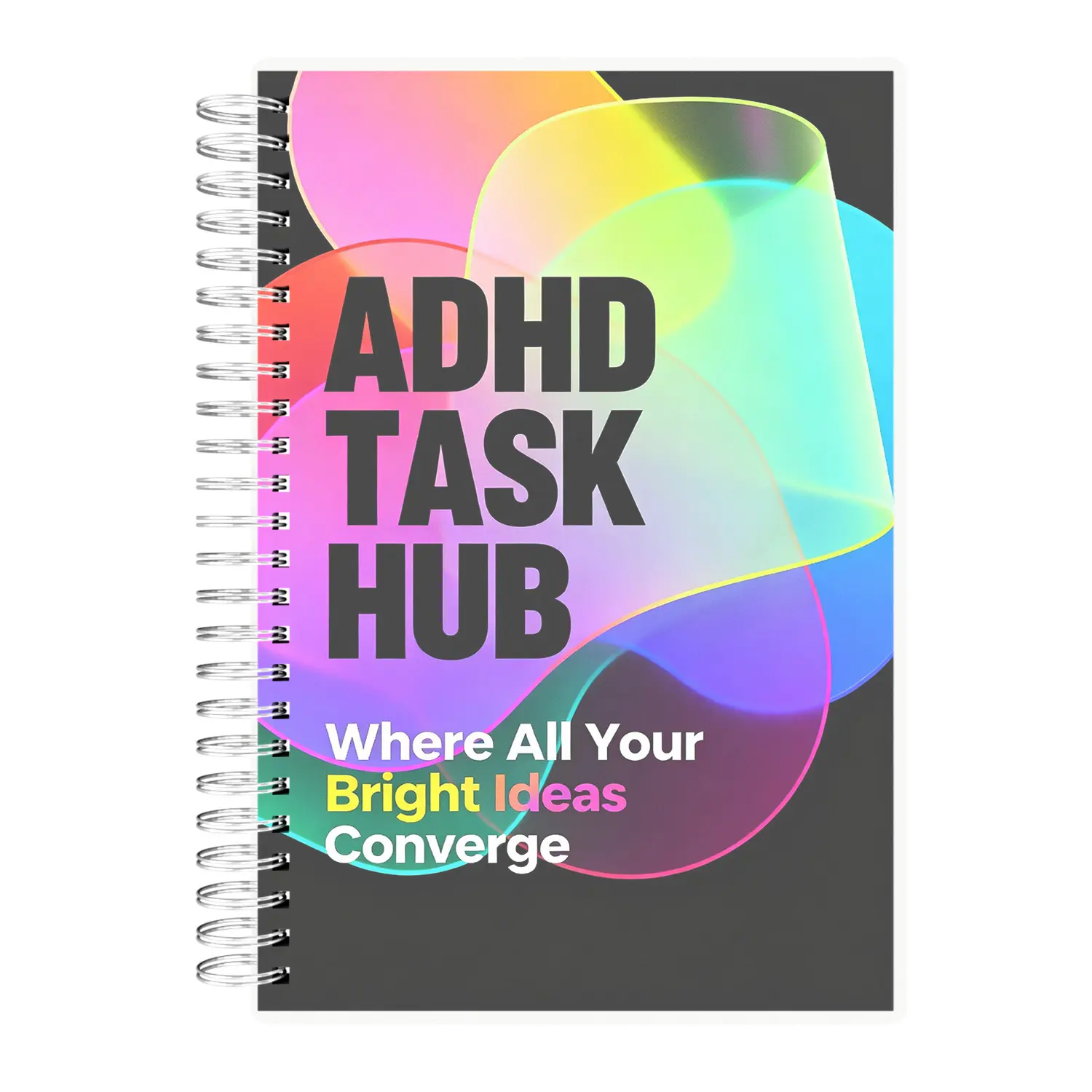 ADHD Fidget-Friendly Spiral-Bound Planner Notebook - 8.5x5.9in, 120 Pages 100gsm Paper, Color-Coded Sections, Durable Plastic Cover, Reflection, Habit Tracking, Manage Appointments, Boost Productivity (Hobonichi-Style Office Stationery Accessory), Desktop