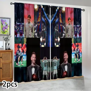 Semi-blackout curtains, featuring a Messi soccer-themed photo, suitable for bedrooms, living rooms, kitchens, hotels, gazebos, celebrity-themed decorations, fan festival items, holiday gifts, and birthday presents.