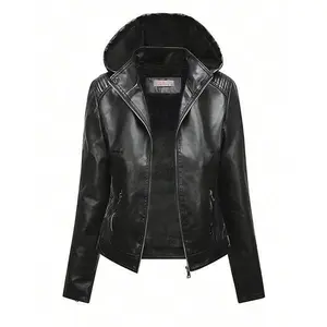 Women's Leather Jacket Autumn Winter Fleece Lined Warm Coat Casual Fashion Style Everyday (Sportswear Set)