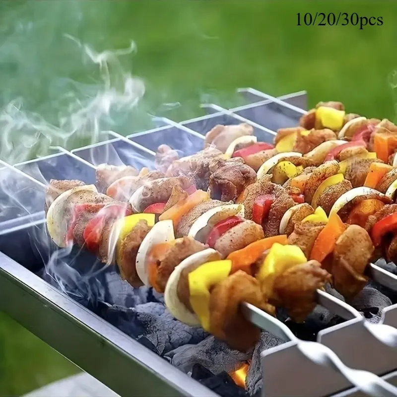 Stainless steel barbecue skewers, durable, reusable, easy to clean, suitable for outdoor and indoor barbecue parties
