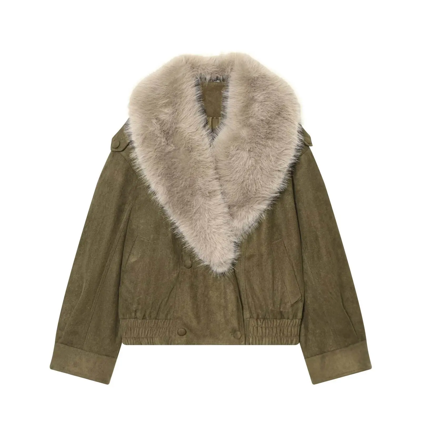 Rae: Faux Suede Removable Fur Jacket