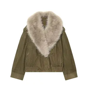 Rae: Faux Suede Removable Fur Jacket