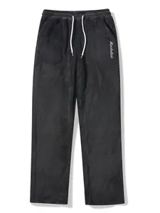 Men's Fall Winter Outfits Fleece Warm Straight Leg Pants for Daliy Wear, Old Money Elastic Waist Drawstring Design, Versatile Long Pants, Must-Have for Men's Wardrobe, Casual Streetwear Trousers