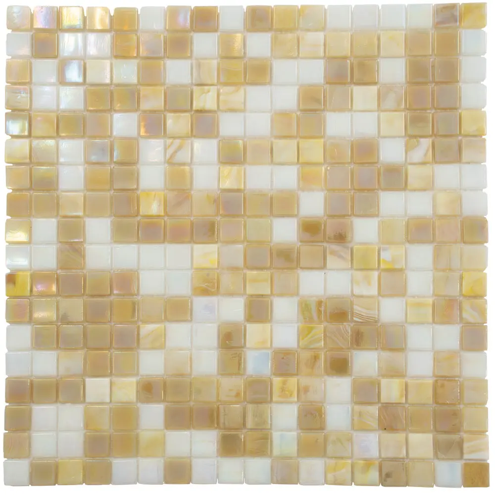 Yellow Gold White 12x12 Glossy Uniform Square Glass Mosaic Tile (6 Cases, 112.14 sq ft/Pallet)