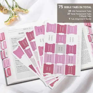 Boho-Themed Pink Tabs for decoration of bible for Women & Men - Laminated, Durable, Easy-to-Use Index Tabs prayer journal Book Accessories Book Mark Bookmark