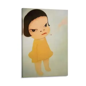 Yoshitomos Nara Poster. Doll Prints. Cartoon Wall Art. Smoking Girl Picture. Canvas Painting. Home Decor. Poster Canvas Wall Art For Bedroom Decor Bar Office Room Decor Gift