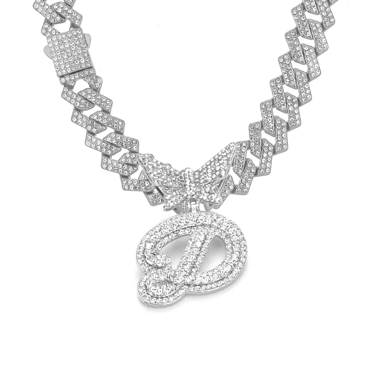 Silver letter necklace D