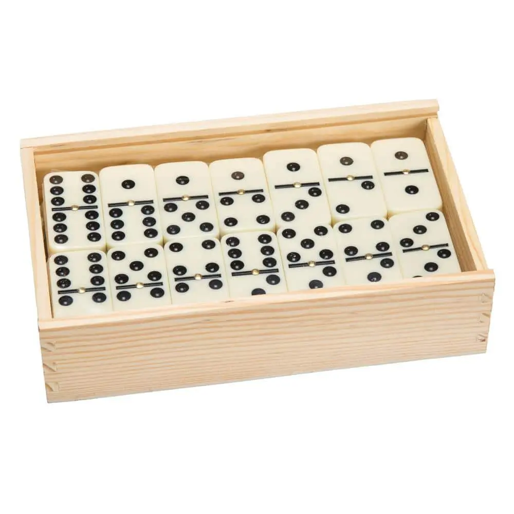 55-Double 9-Dominoes with Wood Case 55-Double 9-Dominoes with Wood Case