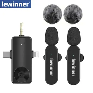 Lewinner professional  wireless lavalier microphone system for smartphones, tablets and laptops with USB-C connector - rechargeab Audio Lapel