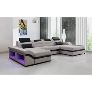 Venus Modern Leather Sectional with USB Port