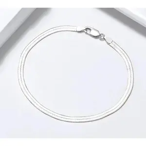 Herringbone Chain Men's Bracelet White Gold
