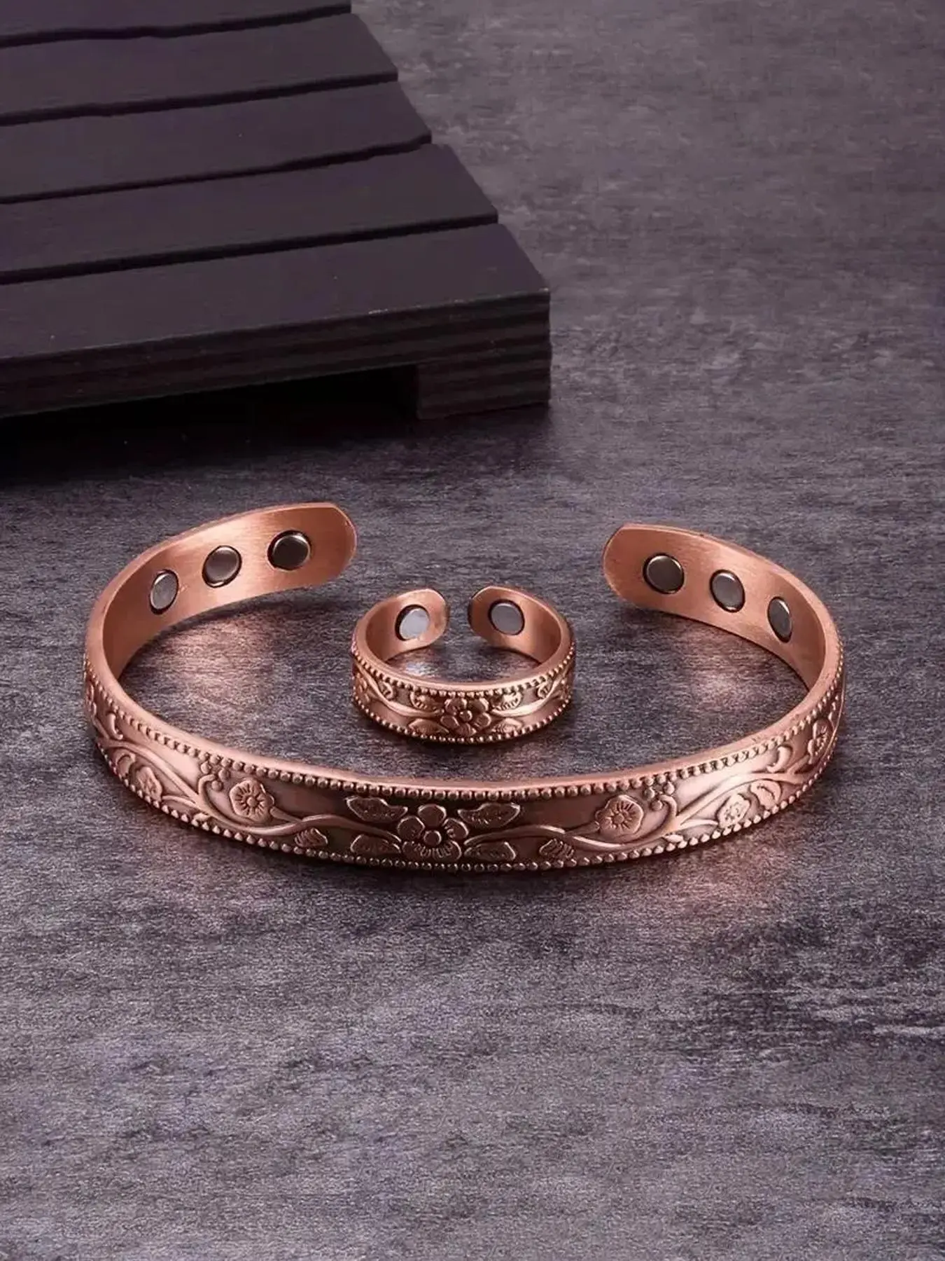Vintage Cuff Bangle & Ring Set, Bracelet Ring Set, Elegant Jewelry & Jewellery Set, Fashion Creative Jewelry for Party, Daily Clothing Decor, Trendy All-match & Exquisite Jewelry for Birthday Gift