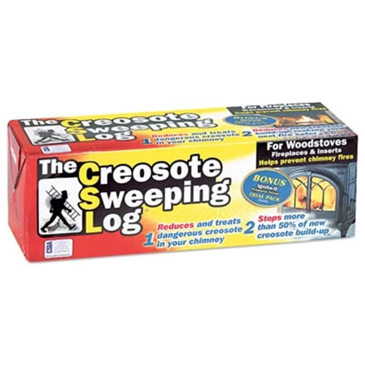 Joseph Enterprises 212 MAIN 4x12 in Creosote Log, Home Fireplace Chimney Cleaning Tool for Maintenance