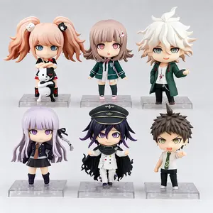 Danganronpa Chibi Figures, Junko Enoshima Chiaki Nanami Nagito Kyoko Kokichi Hajime Movable Anime Figurines, Interchangeable Face Boxed Collectible Toy, Desk Display Gift for Danganronpa Game Fans