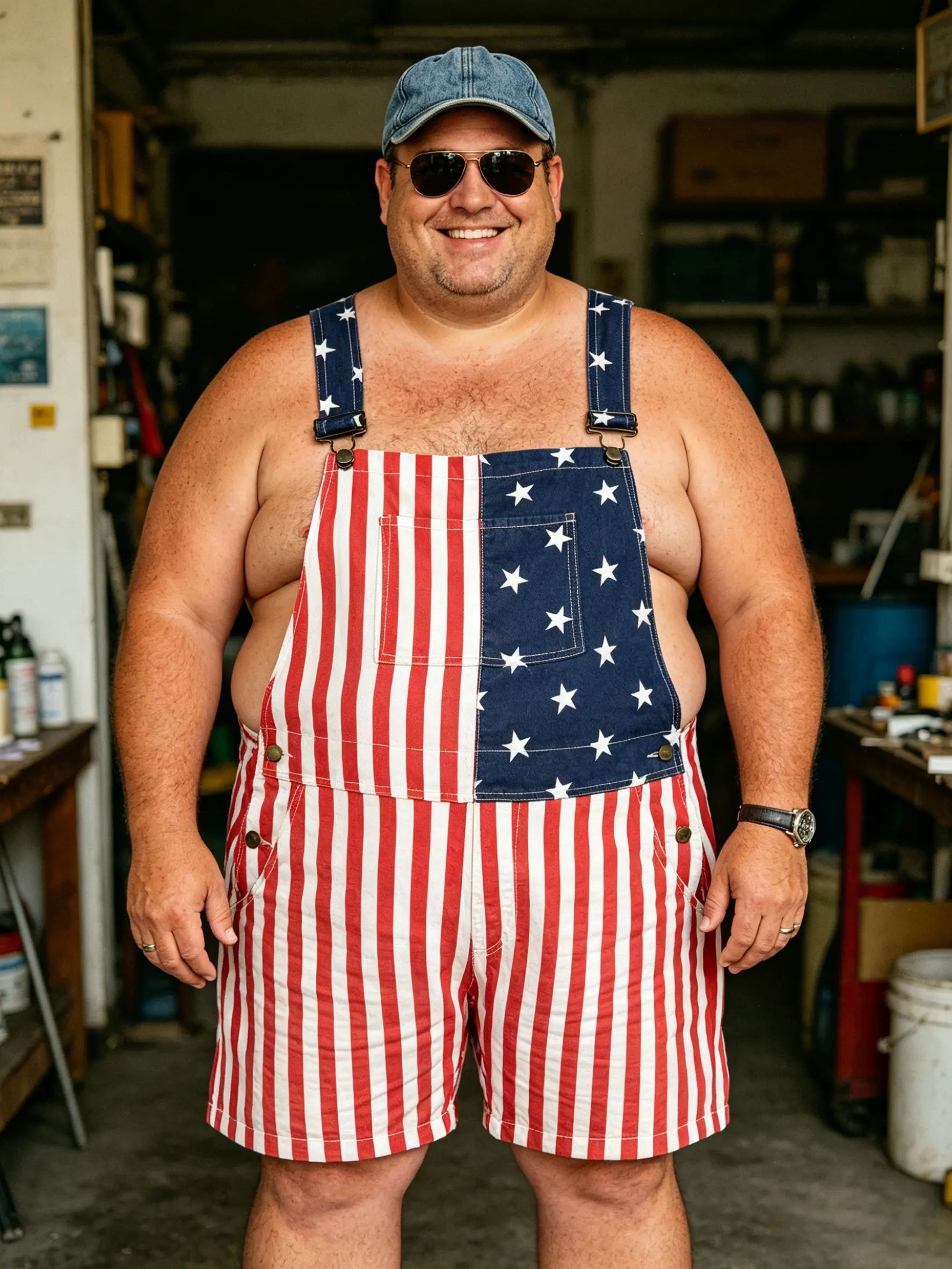 Bindefon Plus Size 4th of July American Flag Overalls for Men USA 250th Anniversary Shorts Stretchy Denim Romper Memorial Day Coveralls Patriotic Gifts Summer Wins Wear Independence Day Jumpsuits Fashion Father's Day BBQ Outdoor Menswear