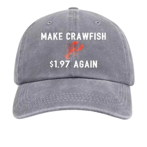 Funny Crawfish Baseball Cap, Vintage Washed Cajun Food Lover Hat, Retro Adjustable Dad Cap, Louisiana Seafood Gift