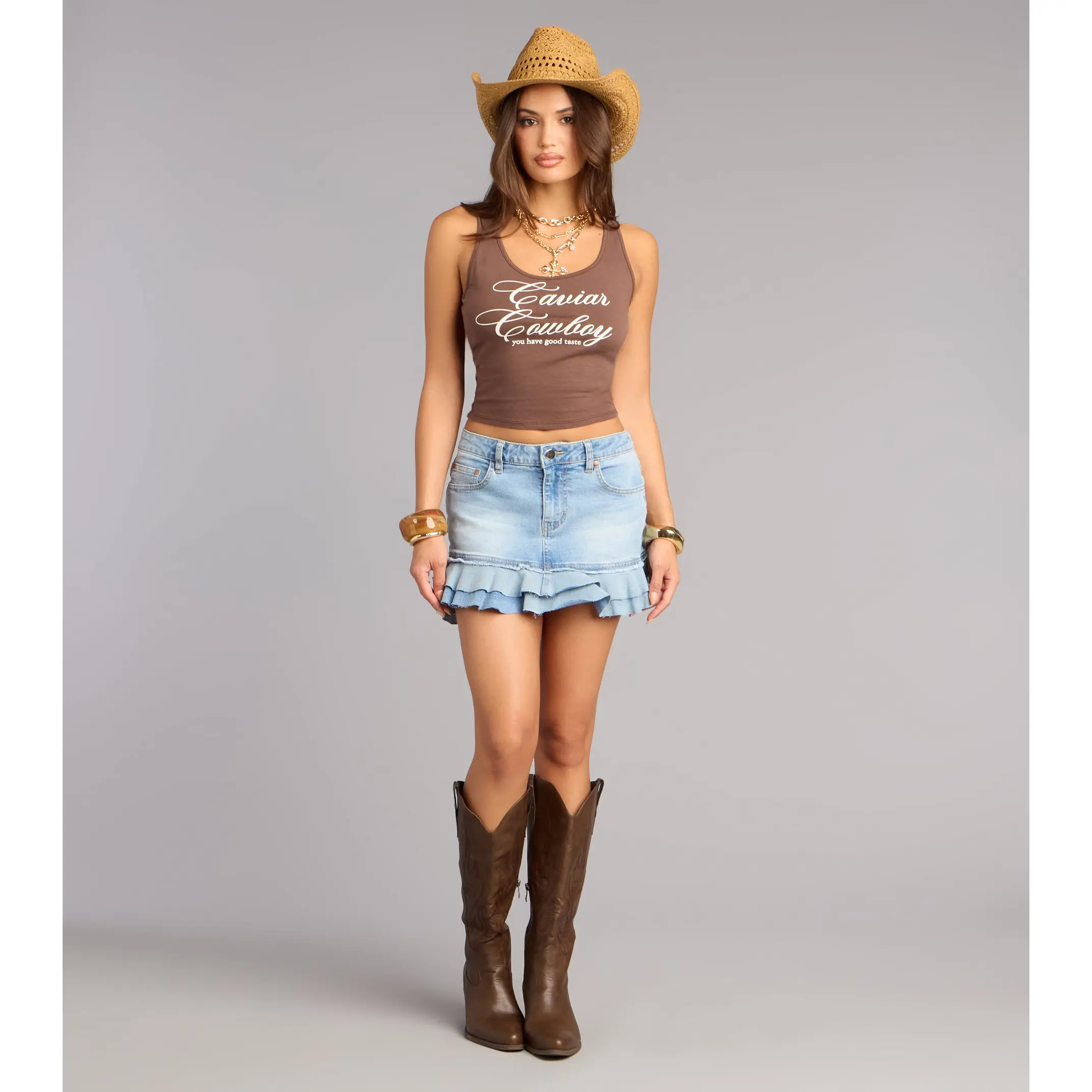 y2k denim ruffel skirt - TikTok Shop