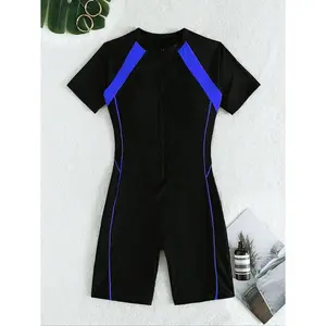 2026  Women's Conservative One-Piece Wetsuit, Tummy Control Swimwear, Full Coverage Surfing Suit, Durable & Comfortable Design, Ideal for Ocean Adventures Colorblock Swimsuit