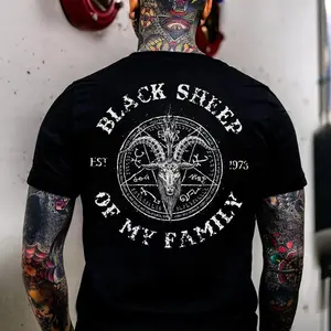 BLACK SHEEP OF MY FAMILY Runes Goat unisex shirt, Hoodie, Sweatshirt, Spooky Season, October Vibes Only, bold graphic tee, graphic tee shirt, Aesthetic, Skeleton Graphic,Trendy, 90s, Daily Wear, spooky halloween shirt, tattoo tee