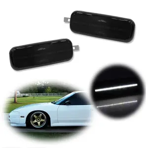 2pcs Smoke White LED Front Side Marker lamps Lights For Nissan 240SX S13 89-94 Altima 1993 1994 1995 1996 1997,Replace OEM 26185-1E400, 261851E400,26185 1E400