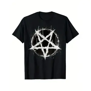 Satanic Devil 666 Pentagram T-Shirt, Suitable for Mens & Womens Outdoor T-Shirt, 100%cotton, S-XXXL boyfriend  tees Vintage Oversized
