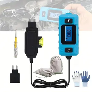 Automotive Circuit Fault Probe Tester Kit, High-Precision Current Tester 20A 48v Electric  Fuse Tester Automotive for Road Test Tools Built-in Front Light with Blue Backlit LCD Screen (KIT A)