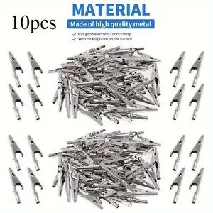 10pcs Metal Alligator Clip Spring Clamps Test Line Crocodile Clip Silver Tone Alligator Clips Nickel Plated Crocodile Clamps