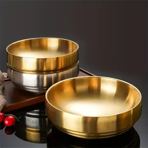 Korean Double-Layer Cold Noodle Bowl, Stainless Steel Material, Restaurant Home Use, Bento Lunch Box, Soup Noodles Container, Durable Asian Kitchenware, Bowl Prep