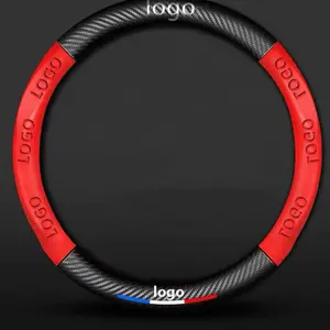 Mitsubishi Fiber Steering Wheel 38cm 15 Inch Fit Most Cars Mitsubishi with Red Accents and Logo Design