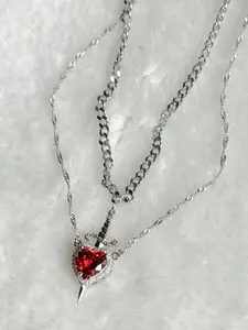 Heart Shaped Pendant Necklace Set, Fashion Jewelry for Party, Daily Clothing Decor, Trendy All-match & Exquisite Jewelry for Birthday Gift