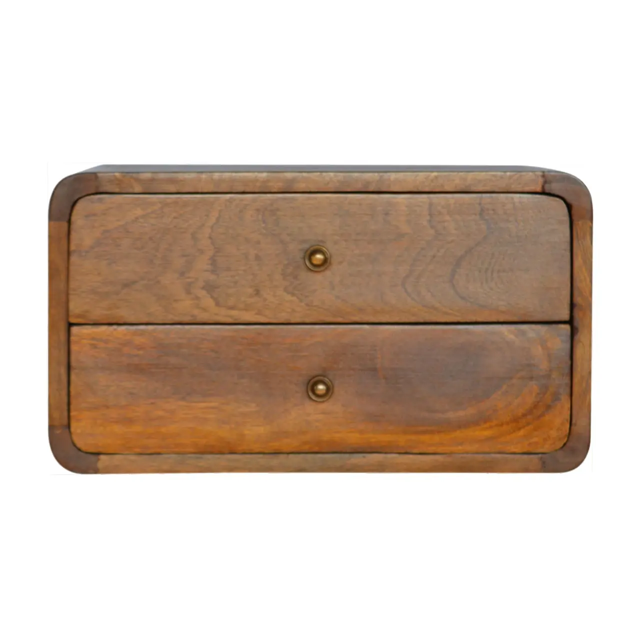 Floating Chestnut Nightstand - 2-Drawer Wall-Mounted Design