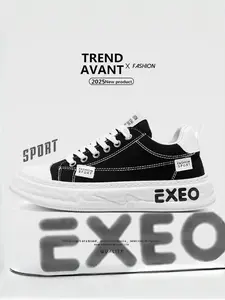 Men's Breathable Canvas Sneakers, Textile Sneakers, Casual Low Top Shoes, Sports Shoes, Versatile Board Shoes, Comfortable Walking Footwear for Daily Wear
