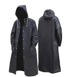 Unisex EVA Long Raincoat with Hood, Lightweight Waterproof Windproof Rain Jacket for Adults Outdoor Travel & Daily Use