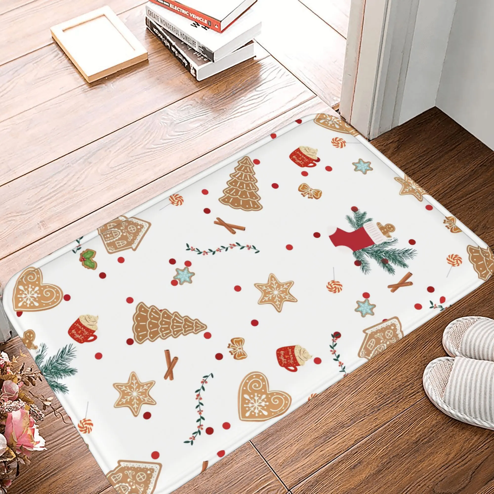 Christmas Gingerbread Doormat, Non Slip IndoorOutdoor Entryway Mat, Festive Holiday Decor, Absorbent & Easy Clean, Welcome Mat for Home Kitchen Bathroom