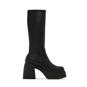 Seline Platform Block Heel Boots - Black