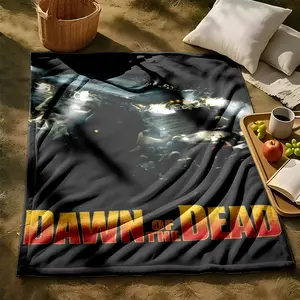 1 piece Dawn of the Living Dead: Zombie Siege Horror Movie themed flannel blanket - Super soft fluffy flannel blanket, suitable for sofas and beds, all-season use, modern design, digital printing, 100% polyester material, machine washable, suitable