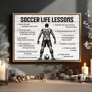 Soccer Life Lessons Poster Unframed-Motivational Soccer Gift for Boys, Men, Soccer Players Poster Gift