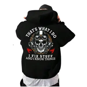 That's What I Do I Fix Stuff And I Know Things Skull Print Men's T Shirt, Skull Biker Hoodie, Menswear Sweatshirt, Unisex Sweater Pullover Tee